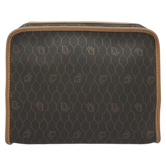 Christian Dior Honeycomb Canvas Clutch Bag PVC Leather Black gold Auth - Picture 9 of 16